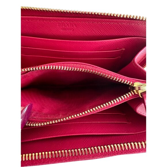 PRADA Peonia Saffiano Logo Long Zip Clutch Wallet - Picture 8 of 9